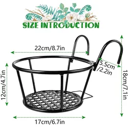 Elegant Iron Hanging Flower Rack - Indoor & Outdoor Plant Holder and Decor (Black)