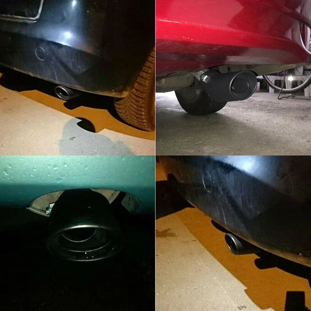 Exhaust Muffler Tip Car Rear Exhaust Pipe Tail 63mm Curved/Str Stainless Steel Modified Parts Car Accessories