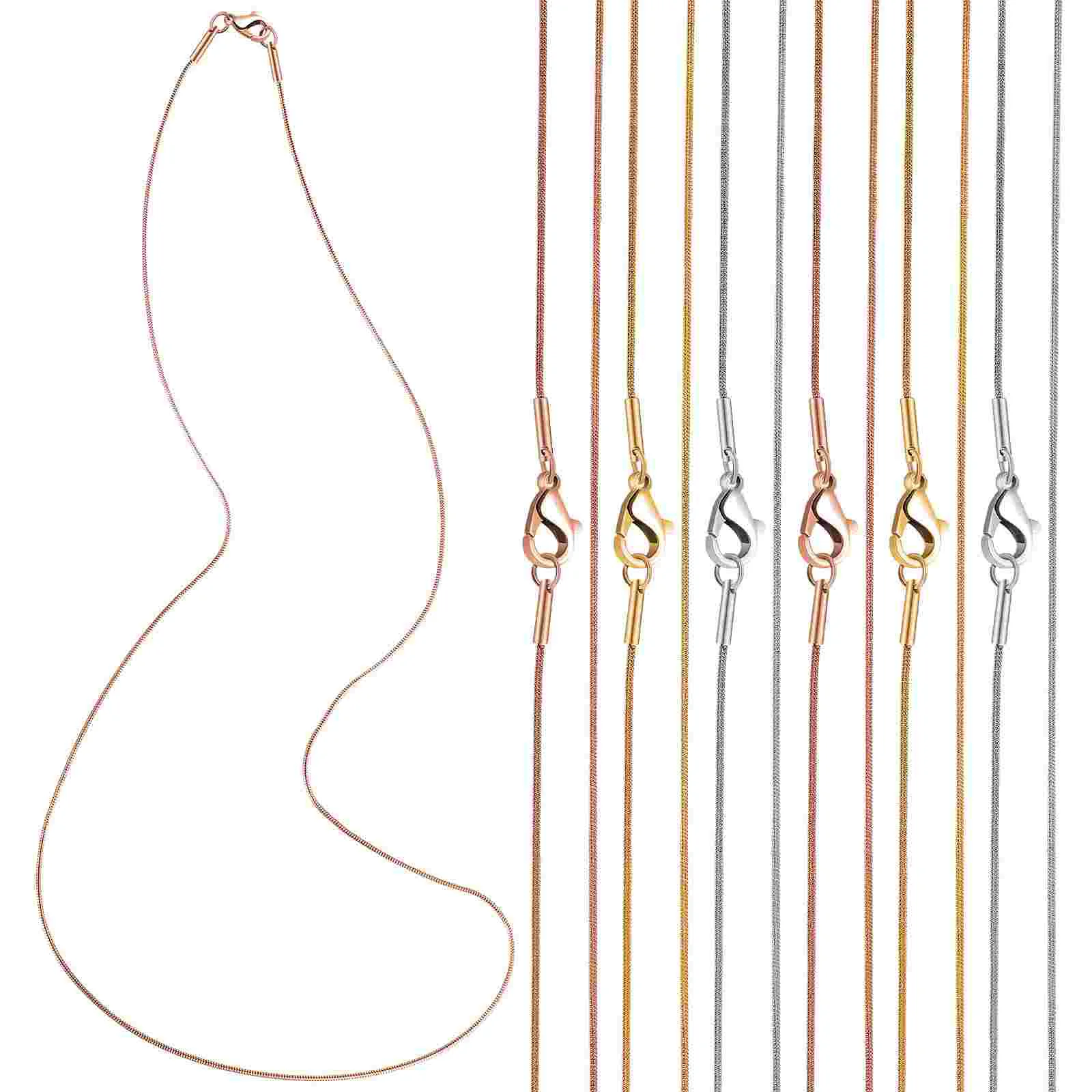 

12 Pcs Stainless Steel Chain Necklaces with Lobster Clasps Snake Chains DIY Chains for Necklace Making