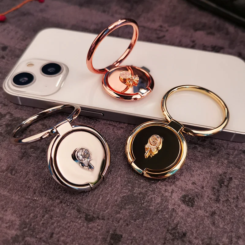 

New Phone Finger Ring Holder for IPhone Samsung Metal Grip Rotation Cellphone Stand Lollipop Electroplating Double Ring Bracket