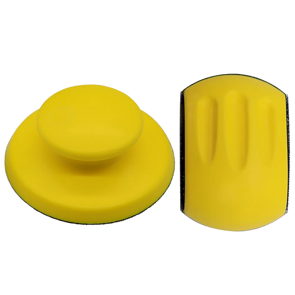 Set De 2 Bloques De Lijado Manual – Forma Redonda Y De Ratón, Sistema Hook & Loop Para Discos De 125mm, Ideal Para Carpintería Y Pulido