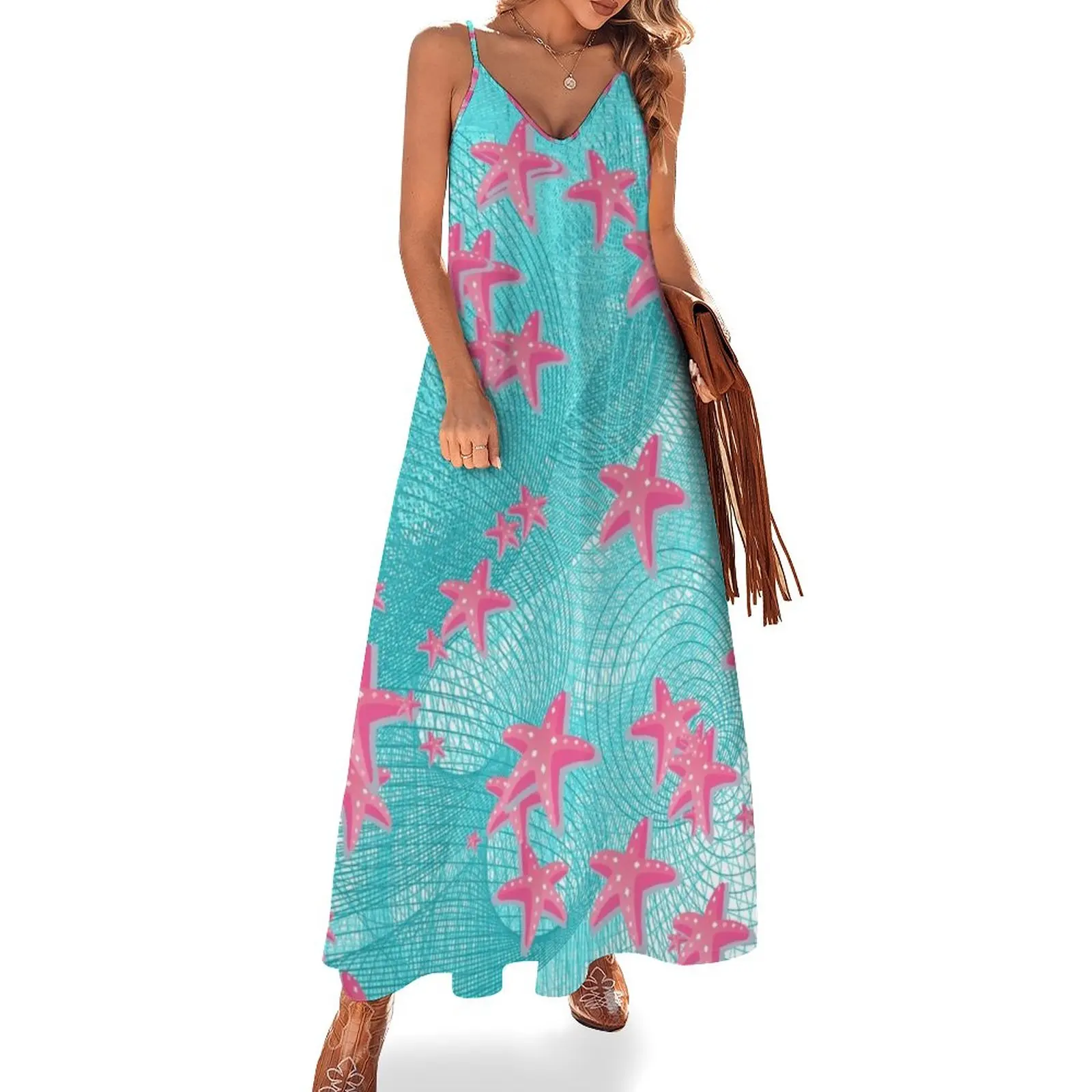 

Pink starfish Sleeveless Dress dress women summer dress women elegant luxury