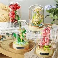 Clockwork rotating music box, building blocks, roses, bells, orchids, puzzle assembly set, Valentine's Day gift 1