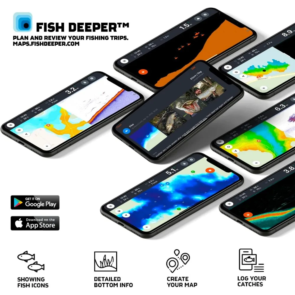 Chirp 2 Sonar Fish Finder-Portable Fish Finder and Depth for Kayaks, Boats and Ice Fishing No GPS Castable