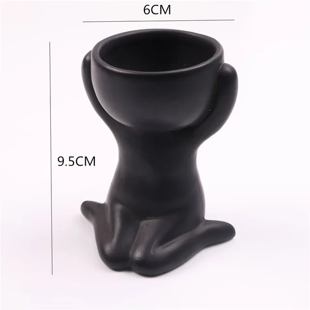 Humanoid Kerámia Virág Edény Ajándék Váza Portré Húsos Ültetvények Aranyos Születésnapi Otthoni Dekoráció - Image 4