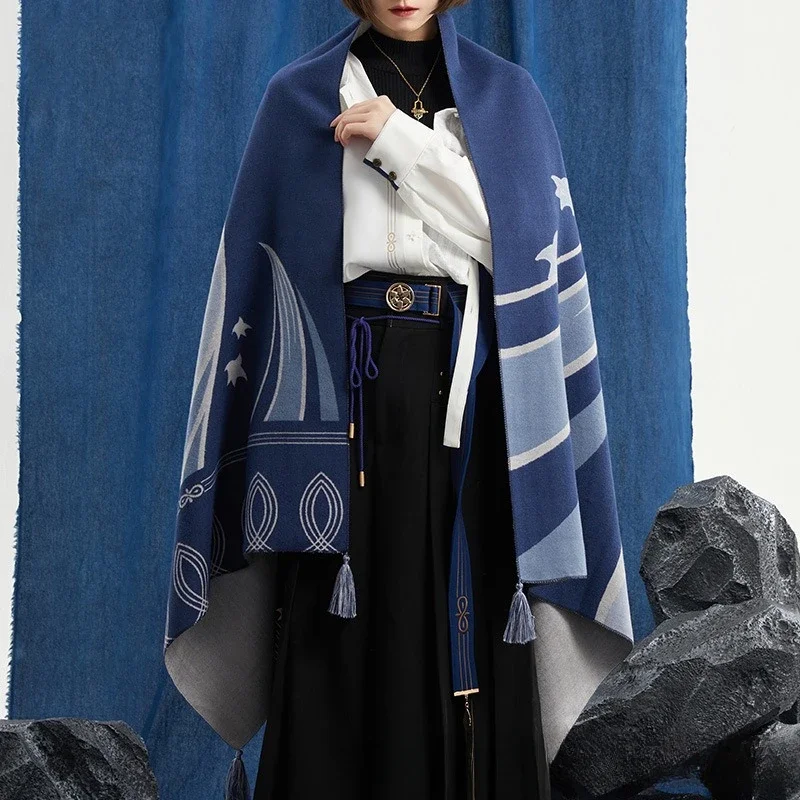 Genshin Impact Wanderer Scarf Cape Winter Warm Theme Game Impression Series 70x180cm for Men Women, scarf accessories,knitting scarf