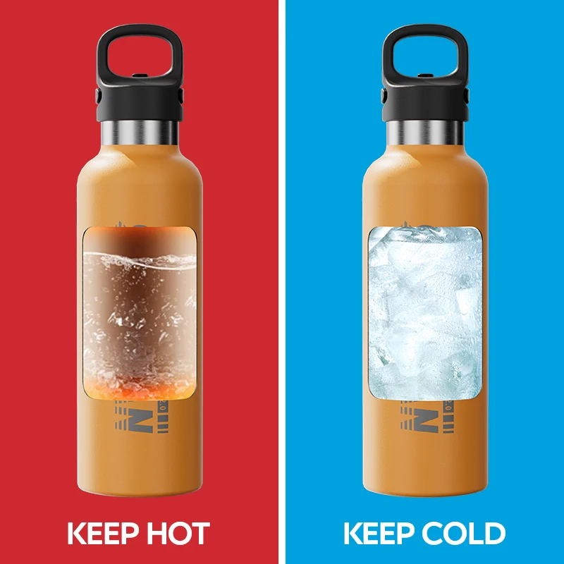 One Hand Open Thermos Bottle, Outdoor Portable Vacuum Flask, Sport Water Bottle with No Screw Lid, Insulated Water Bottle