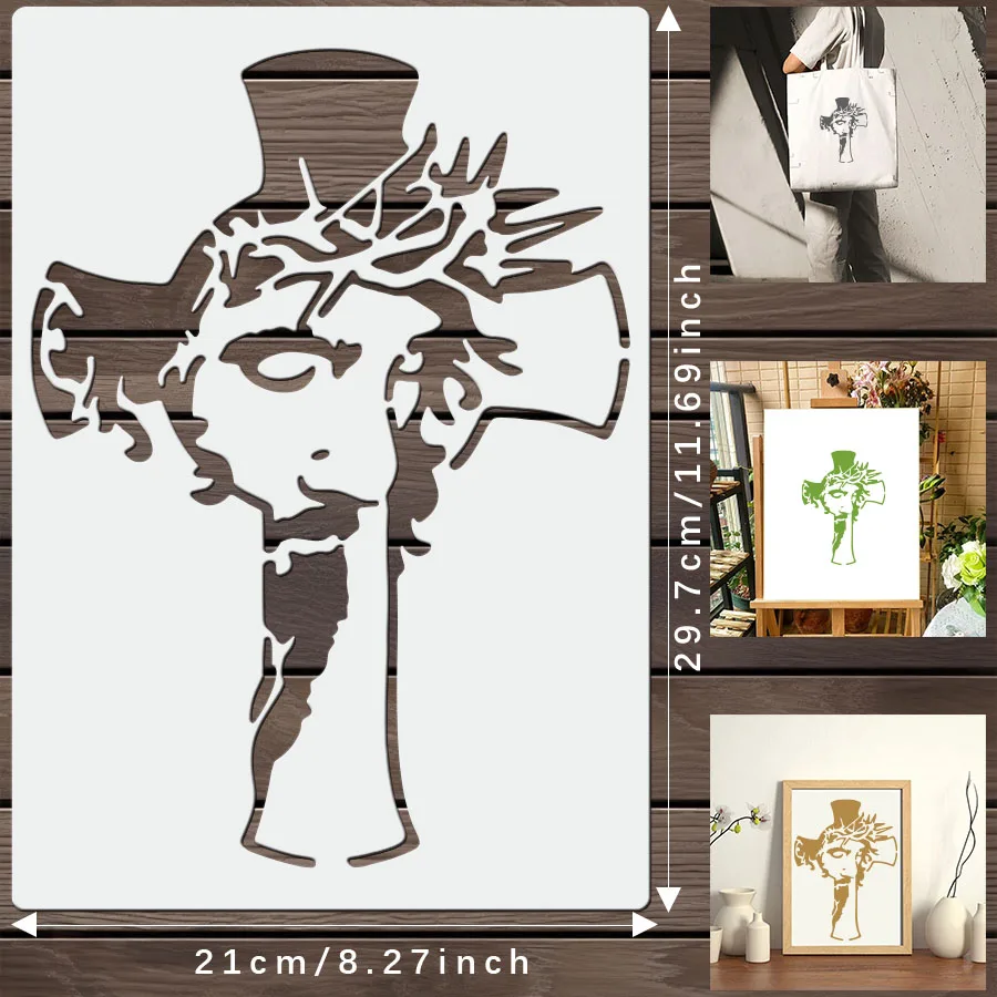 1pc Jesus Cross Painting Template Artistic Design Christian Symbol Craft Supplies 2