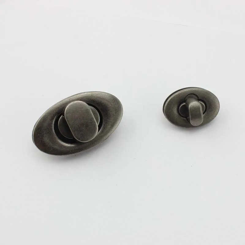 5-20sets 38X22mm 23X16mm Retro old silver ellipse twist turn lock metal twistlock for handbags factory hardware