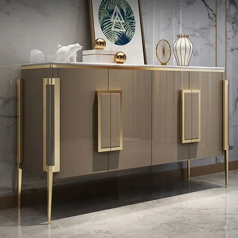 Kitchen Cabinet Furniture 4 Doors Sideboard Steel Display Cabinet Showcase Porch Living Room