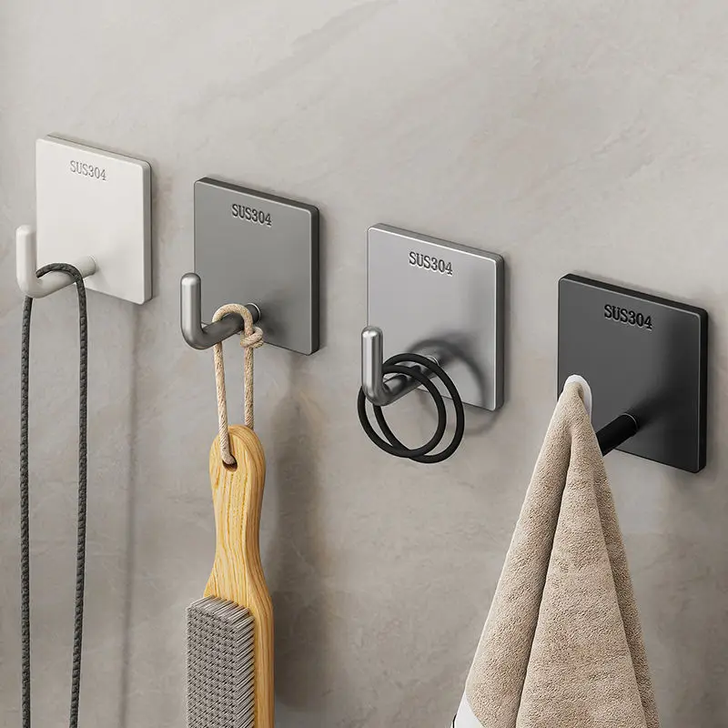 

Крючок из нержавеющей стали 304, клейкий, с сильной нагрузкой, без перфорации, за дверцей для хранения в ванной, многофункциональный крючок