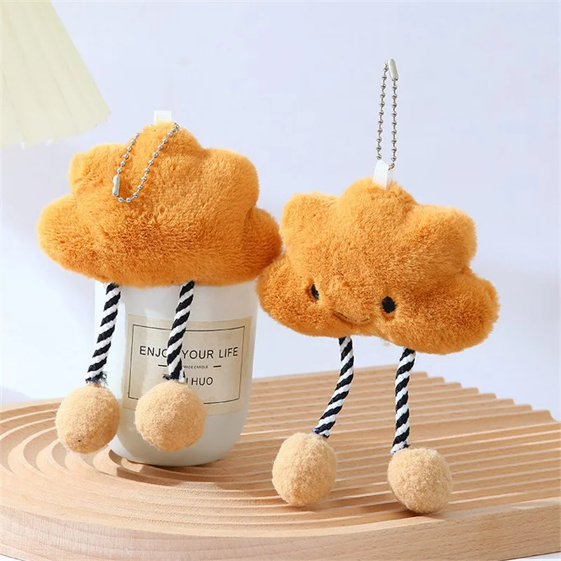 1Pcs Kawaii Plush White Cloud Stuffed Doll Toy Pendant Keychain Backpack Hangings Charms Car Keyring Decoration Gifts 2