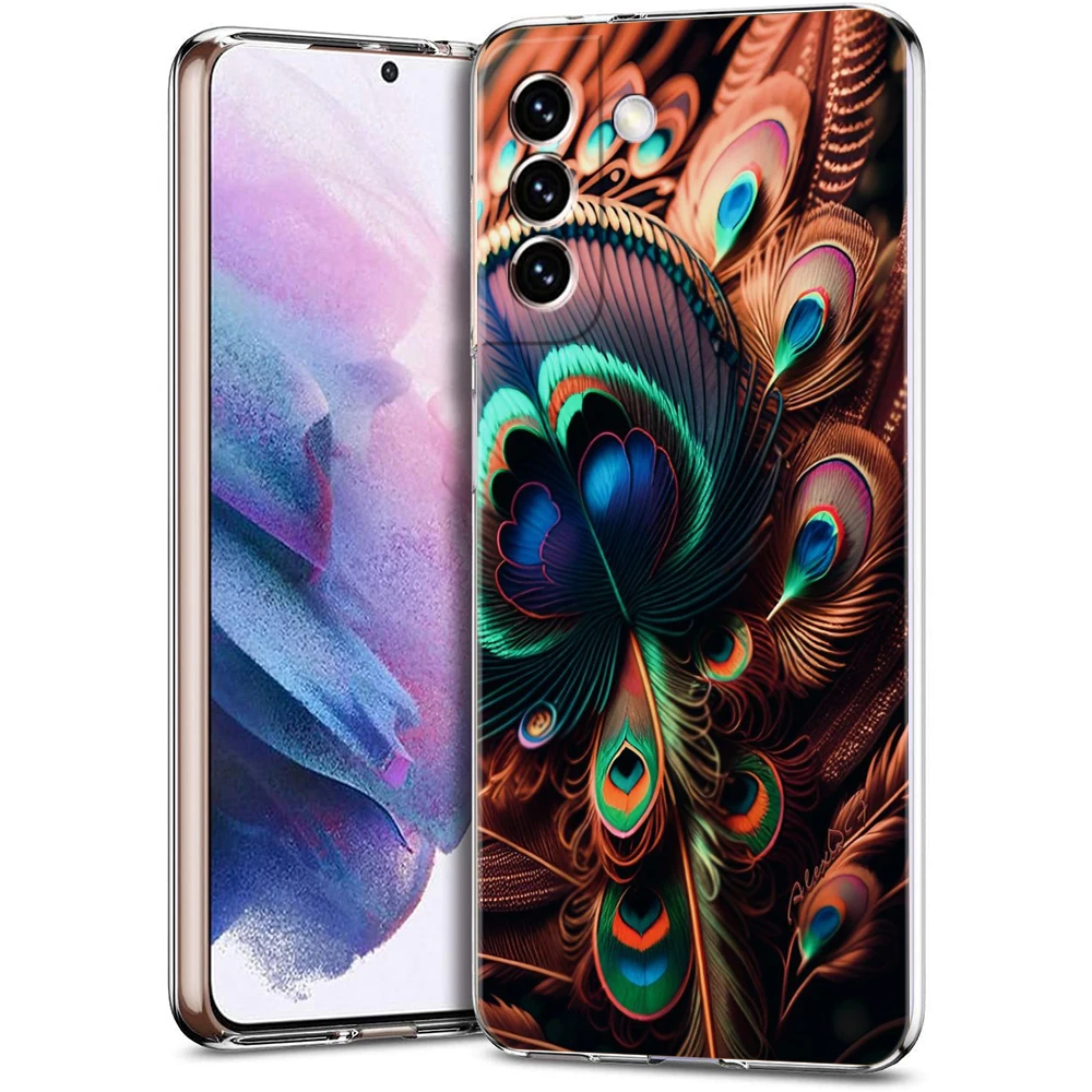 Vibrant Peacock Feathers Transparent Phone Case