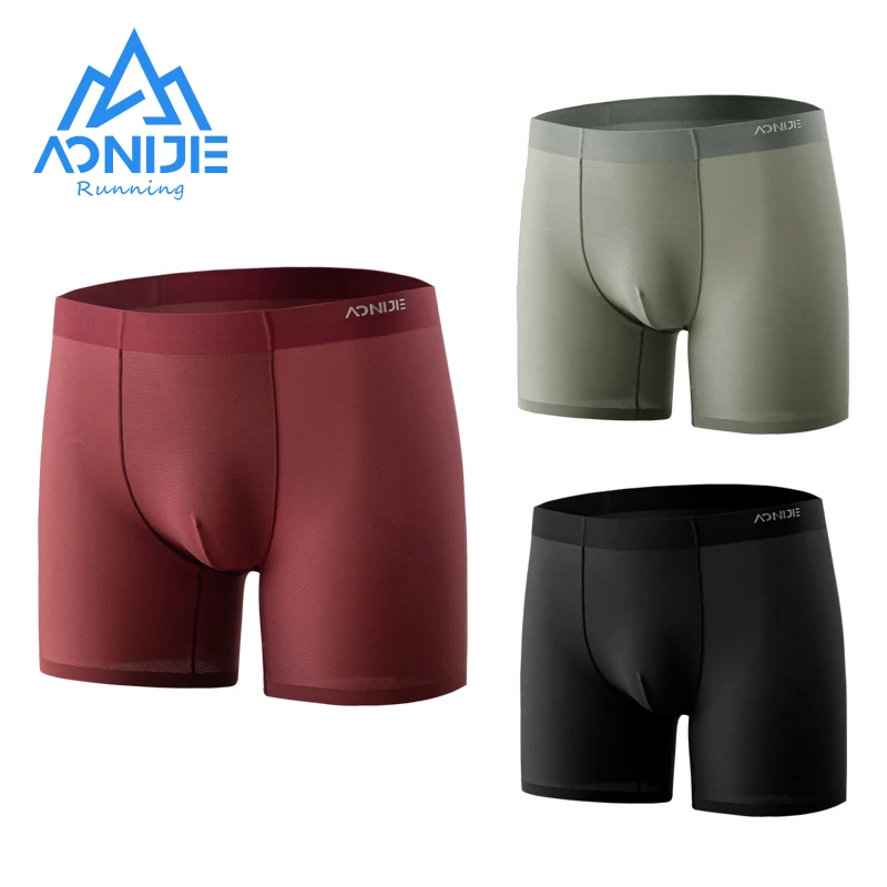 AONIJIE 3 in 1 Set uomo sport intimo a vita media colore misto Boxer professionale traspirante mutande maschili Anti-attrito