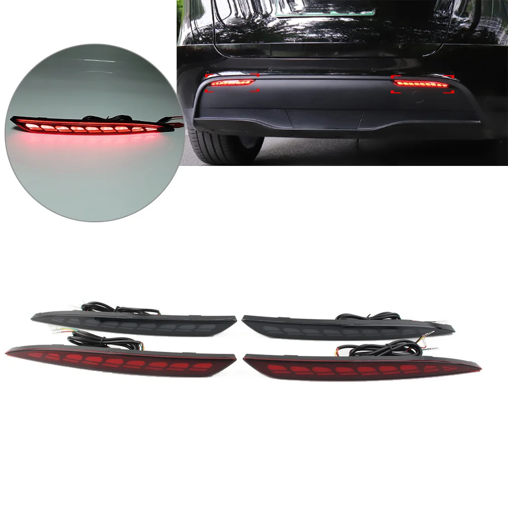 

Dragon Scales Style Car 3 Functions Rear Fog Lamp Brake Light Dynamic LED Turn Signal Reflector For Tesla Model Y 2020-2022