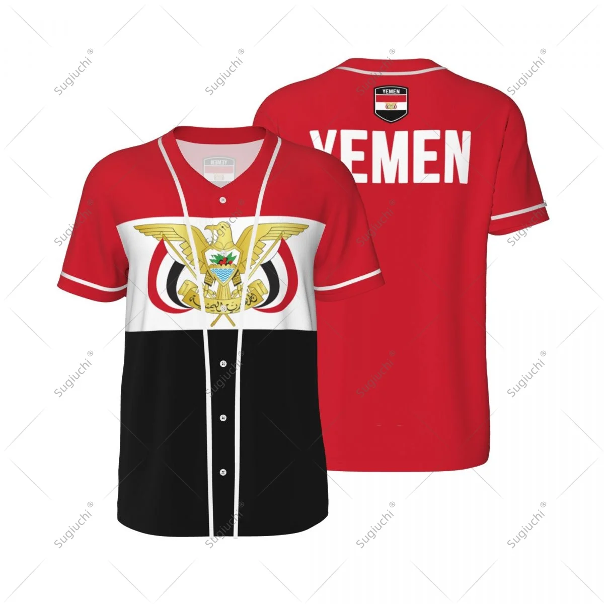 3D Printed Yemen Flag Men Baseball Jerseys Mesh Sports T-shirt Tees Name Nunber