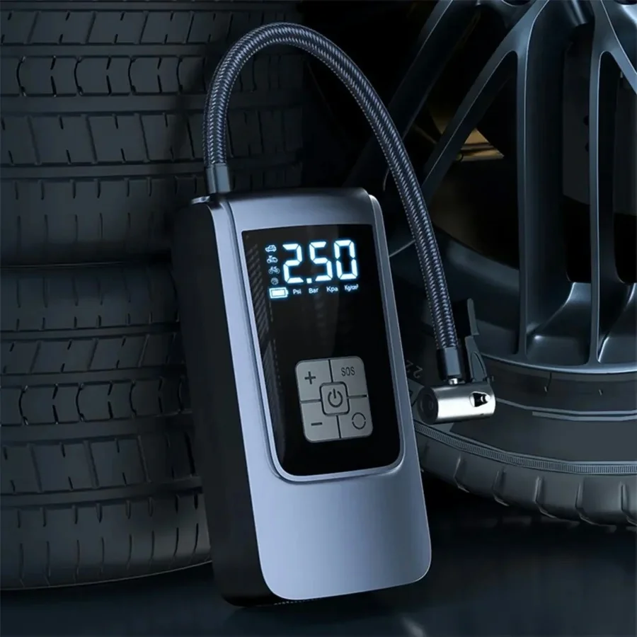 Smart Air Compressor LED Light 7.4/12V Car Tire Inflator 150PSI Portable Tyre Inflator Cordless Tire Pump for Motorcycle