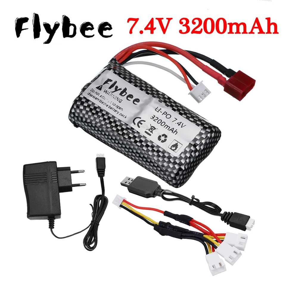 

7.4V 3200MAH lipo Battery 18650 For Wltoys 12428 12423 144001 RC Car Spare Parts with charger 7.4V 2S battery for toys parts