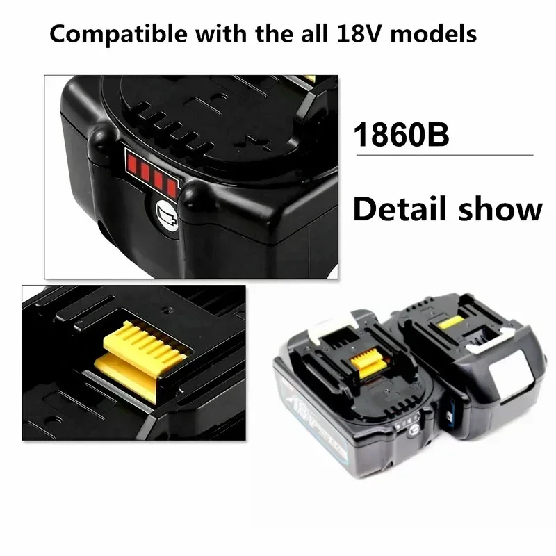 

Original BL1830 18V 6000mAh Battery and Charger for Makita 18V Battery Rechargeable Replacement BL1840 BL1850 BL1860 BL Tools