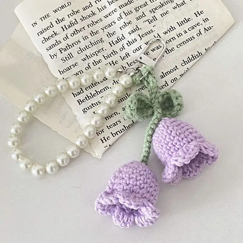 

Handmaking Crochet Bouquet Keychain Korean Style Knitting Lotus Flowers Keyrings For Car Keys Chains Wholesale Knit Accessories