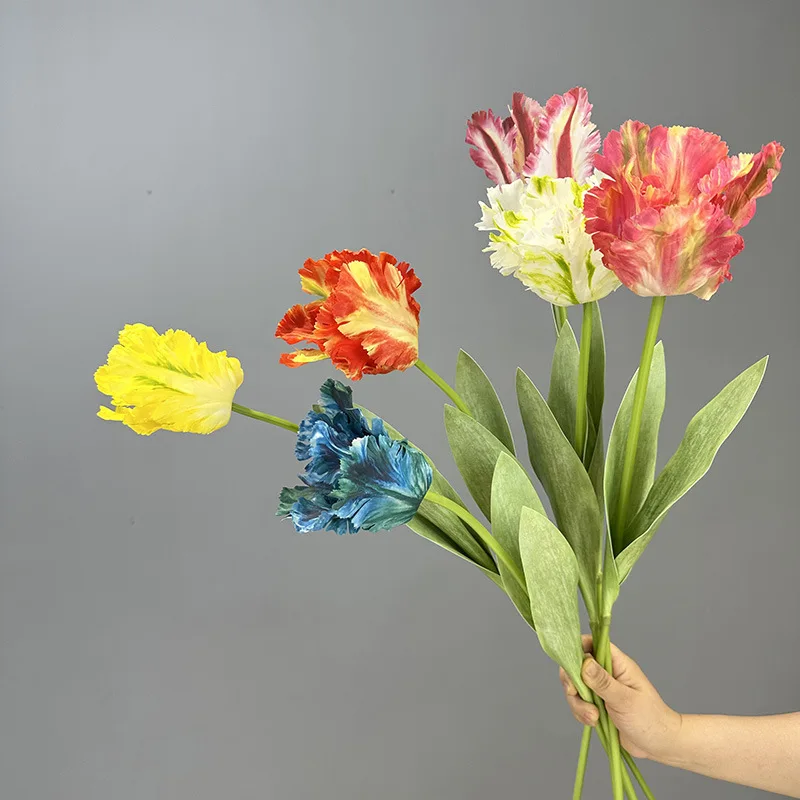 

Новый Шелковый 3D тюльпан-попугай, искусственный цветок на ощупь, искусственный цветок, букет для свадебного украшения, украшение для дома, украшение-гармошка