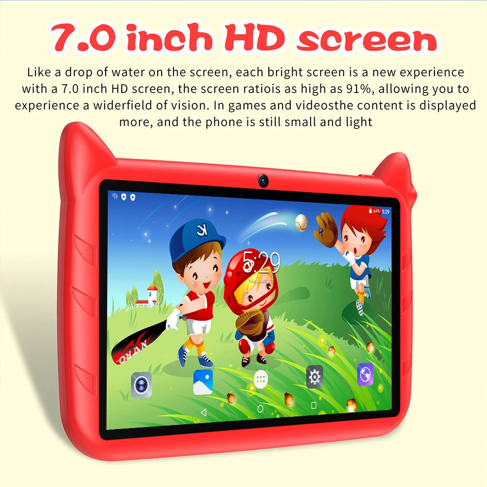 2024 Global Version 7 Inch Kids' tablets Quad Core 4GB RAM 64GB ROM Android Learning Education Tablet Dual Cameras 4000mAh 2