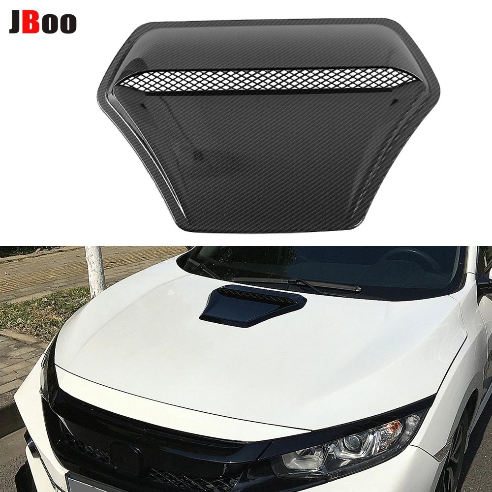 

For Honda Civic 2016-2021 Carbon Fiber Hood Engine Air Outlet Vent Cover Trim Car Sticker Exterior Accessories Glossy Black