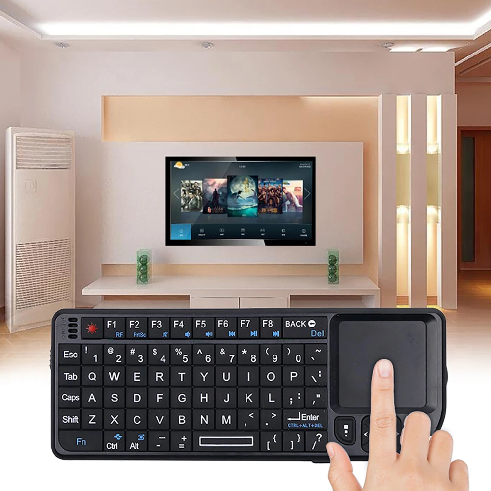 2.4G Wireless Keyboard with Touchpad RGB Color Gaming Keyboard Portable Mini Keyboard English/Russian for Laptop TV Box Meeting