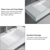 35'' Vessel Sink Wall-Mount Bathroom Sink V-Shaped Floating Sink Stone Resin in Matte White 4