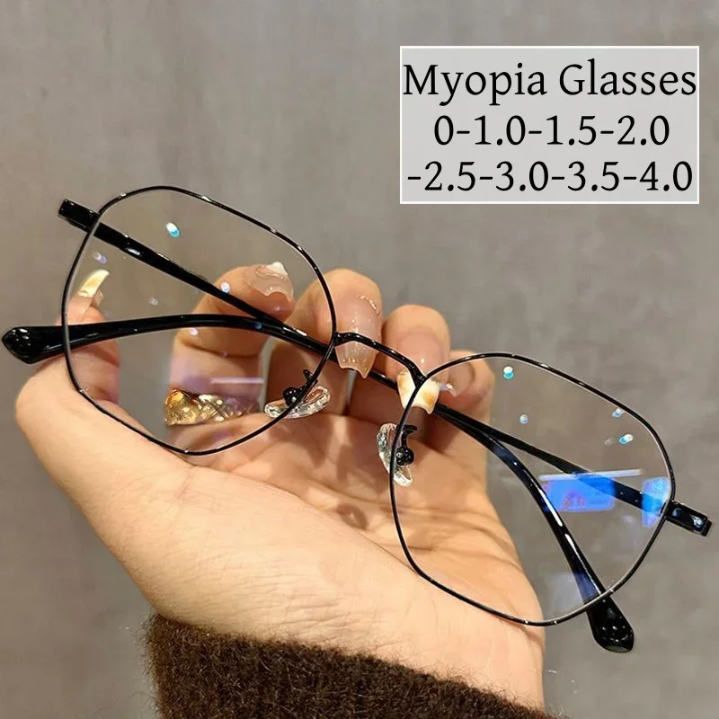 Round Minus Glasses for Women Men Ultra-light Clear Lens Near Sight ...