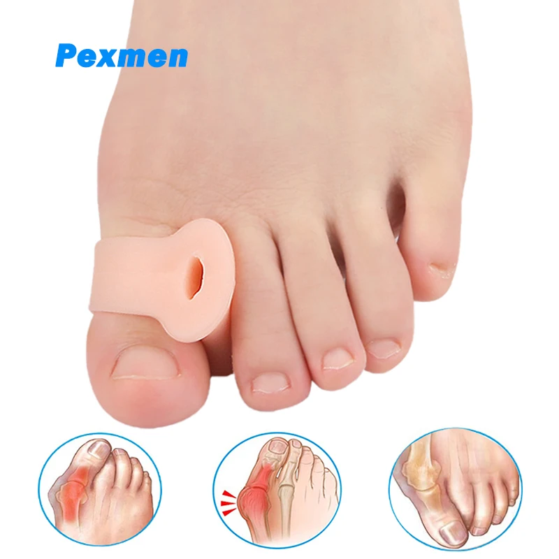 Pexmen 2Pcs Toe Separators Bunion Corrector for Overlapping Toe Spacers with Soft Gel Lining for Hallux & Bunion Pain Relief pexmen 2pcs bag tailors bunion corrector pinky toe bunionette sleeves with non slip strap for hallux valgus overlapping toe