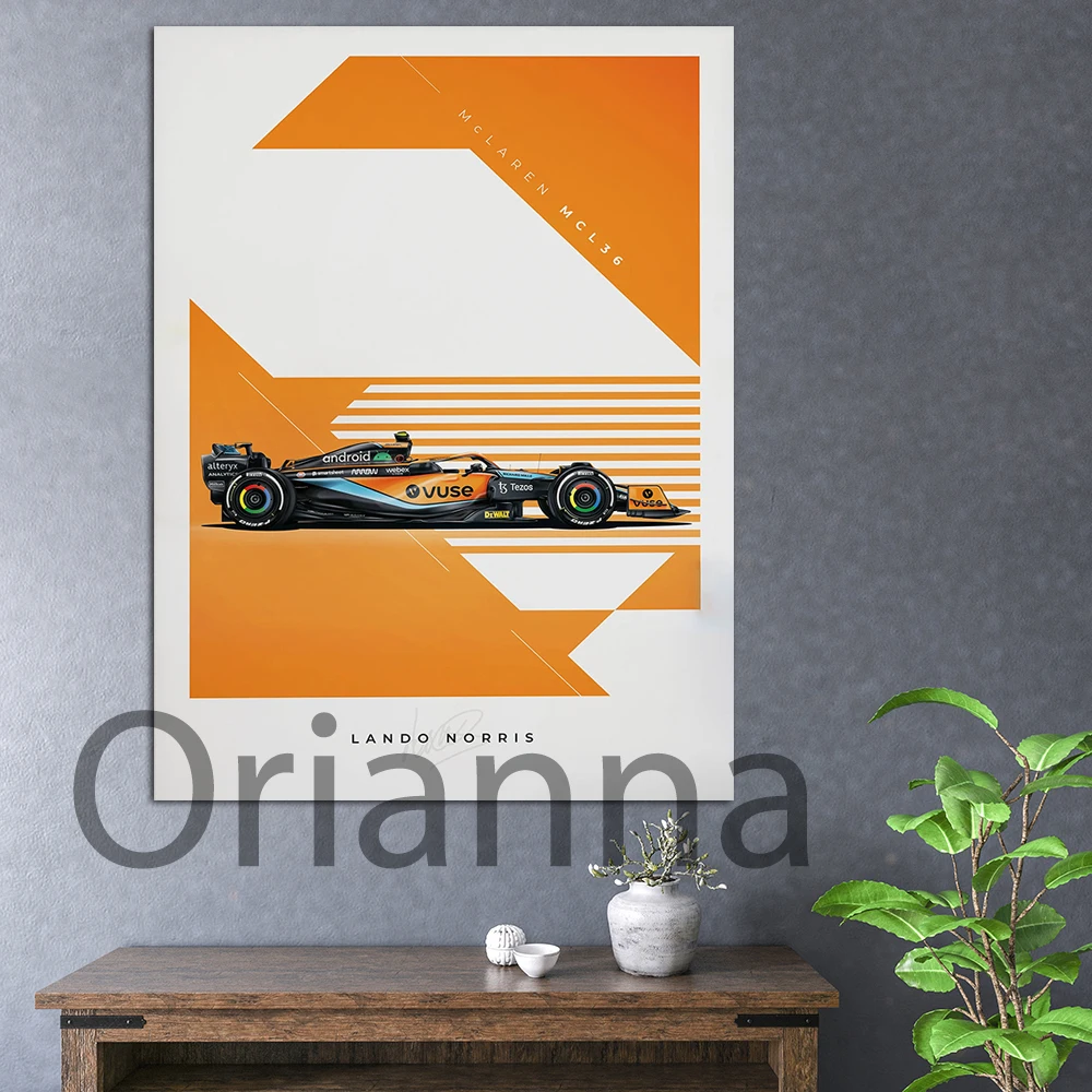 Mclaren F1 Poster 2022 F1 Poster Mclaren Car Print Ando Norris Daniel Ricciardo Wall Art Canvas Painting F1 Grand Prix Poster
