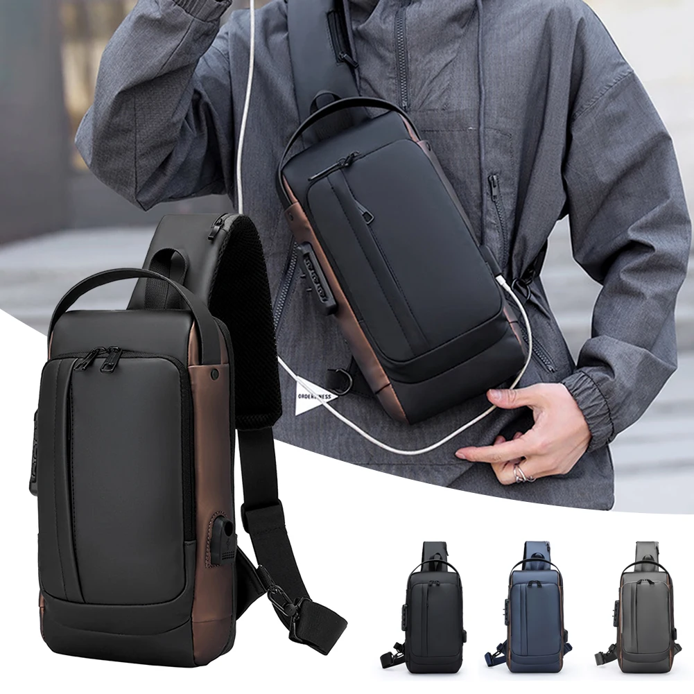 

Simple Chest Bags With Password Lock Multi-Functional Men's Sports Travel Pack For Working Office