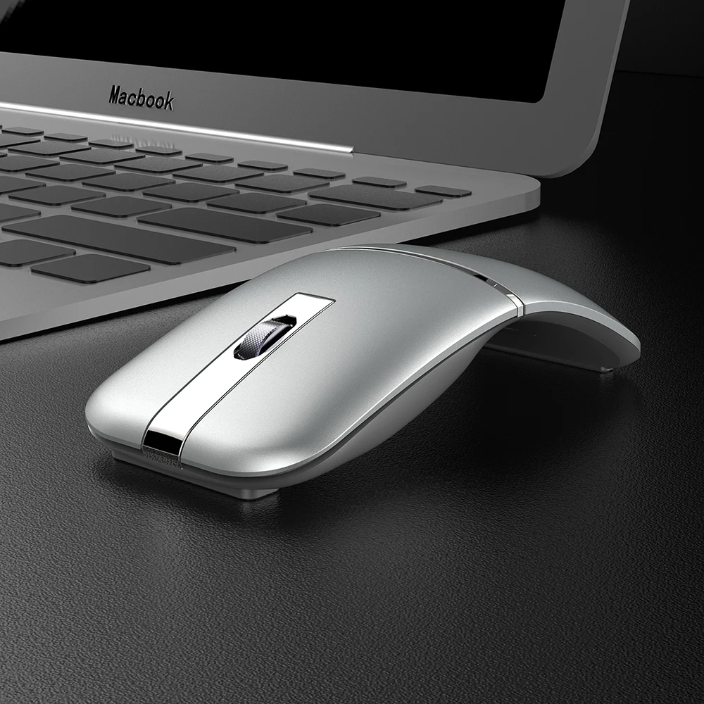 Computer Wireless Arc Mouse Rechargeable Bluetooth Silent for Travel Cordless Laptop Folding Ultra Slim Mac Tablet Macbook