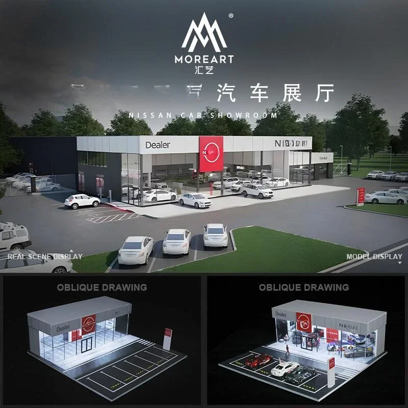 MoreArt 1:64 Diarama Showroom Auto - Nissan In Scala Con Vetrina - Modellismo PVC