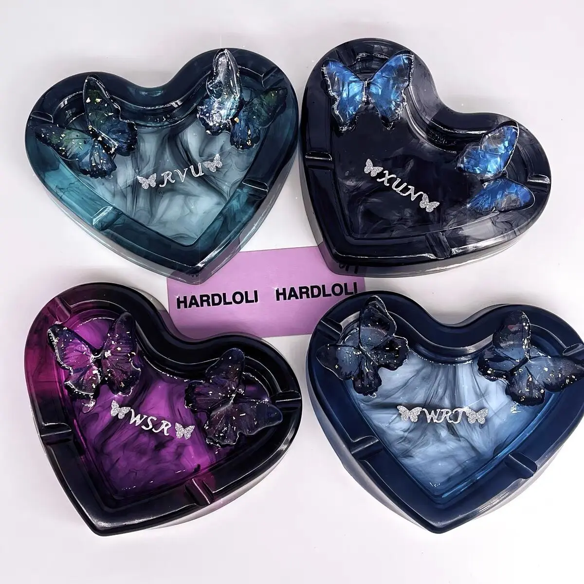 

Новая розовая пепельница из смолы в форме сердца, пепельница ручной работы для курения для девочек, сигареты для удаления запаха, аксессуары для курения, подарки