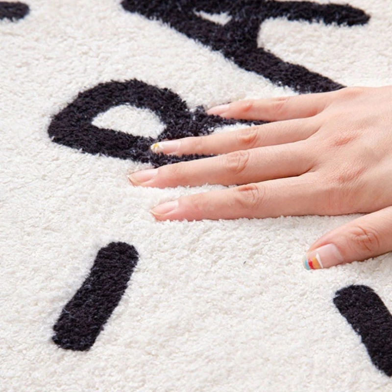 Modern Luxury Carpets for Living Room Fluffy Soft Plush Rug Black White Lines Bedroom Decor Carpet Large Area Washable Study Mat 5