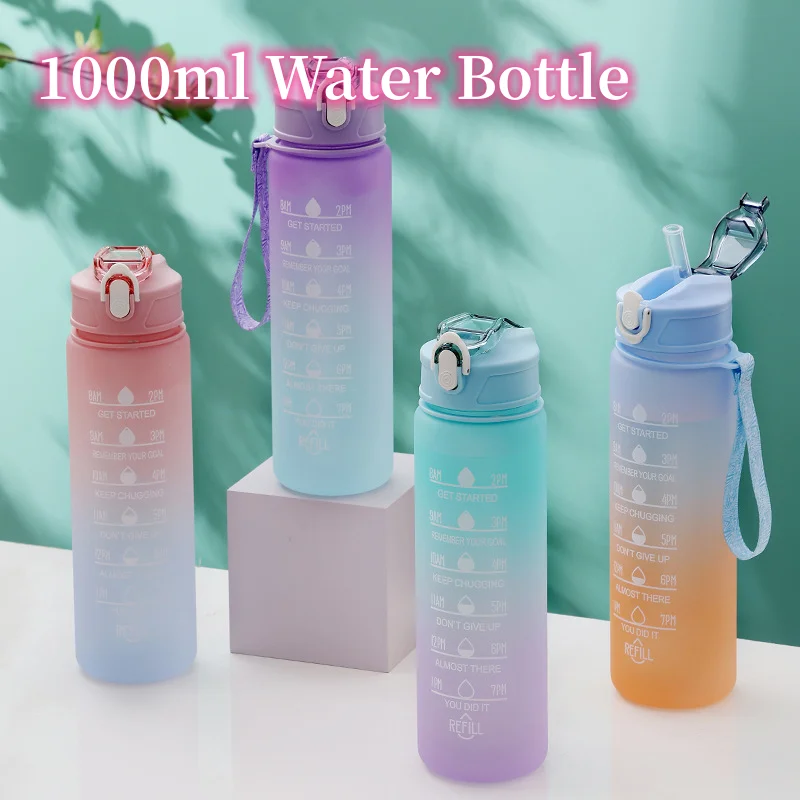 

1L Water Bottle With Time Marker Motivational Water Bottle Sport Water Bottle With Straw For Outdoor Fitness Travel BPA Free