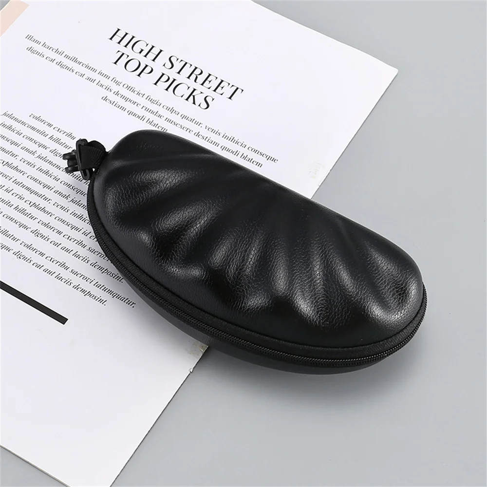 Black PU Shell Pattern Sunglasses Case Reading Glasses Storage Bag EVA Zipper Eyeglass Case Eyewear Accessories For Men Women