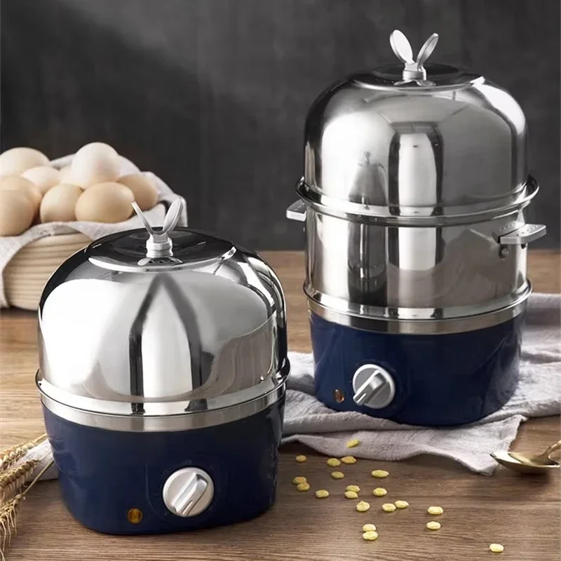 Egg Boiler electric Double Layers egg Cooker Multi-function Breakfast maker Stainless Steel Egg Steamer food egg cooking Machine 4