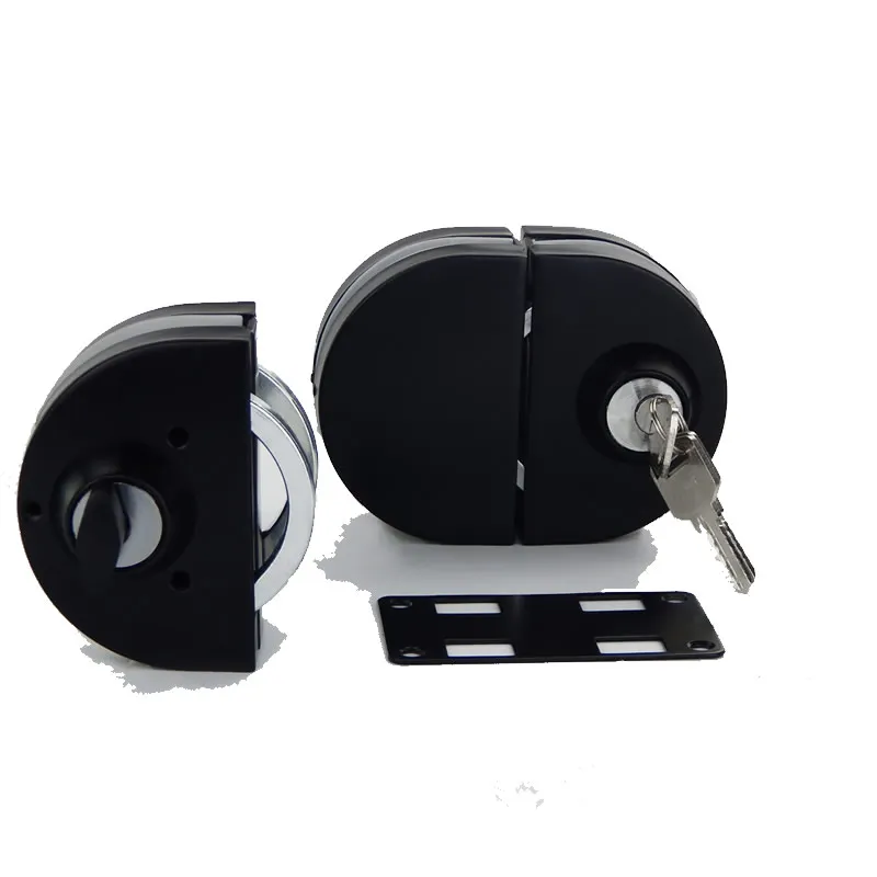 Door Latch Black Glass Door Latches Lock bolt Stainless steel Without drilling for Double single glass door Frameless glass door