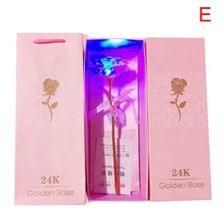 24K Gold Foil Plated Rose Flower with Display Stand - Perfect Gift for Mother's Day & Valentine's Day, Comes in Elegant Gift Box (E)