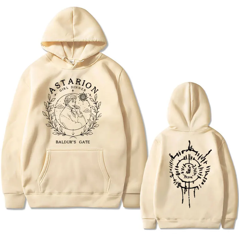 Hot Sale Game Baldur's Gate Astarion Double Sided Print Hoodie Men Women Casual Oversized Sweatshirt Male Gothic Vintage Hoodies
