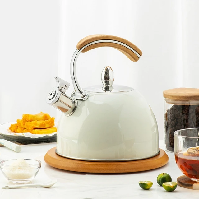 3L Loud tea Kettle for top, Unique Stainless l with Wood Handle Tea Pots  for Tea Boiling water for Source Green