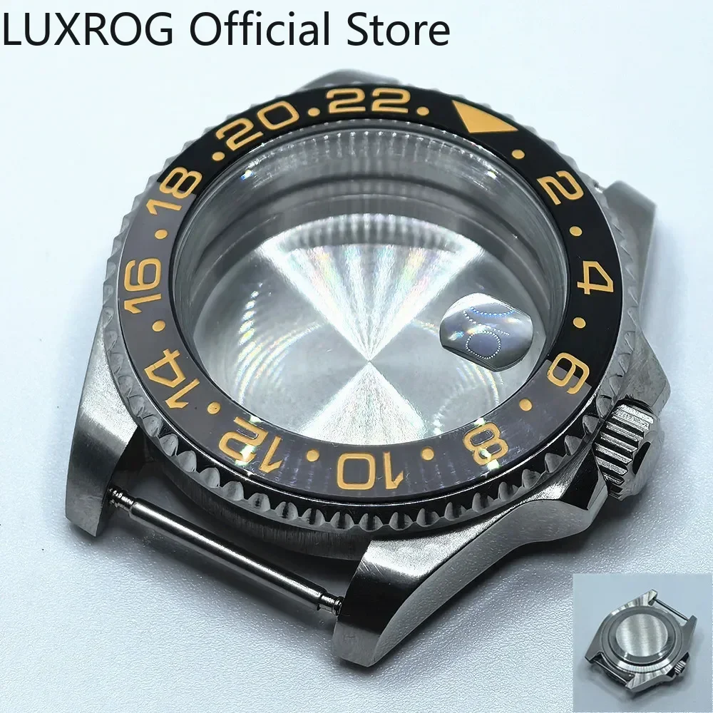 Stainless Steel 40MM Black Blue Ceramic Insert Watch Case