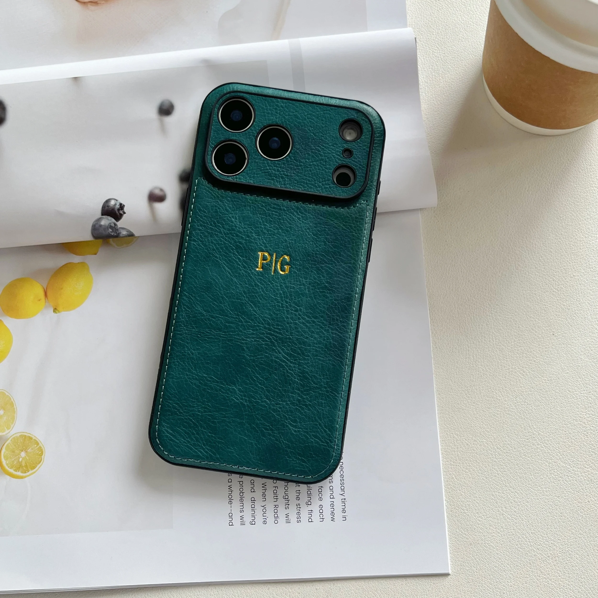 Luxury Personalized Custom Name Hot Gold Foil Embossed Faux Leather