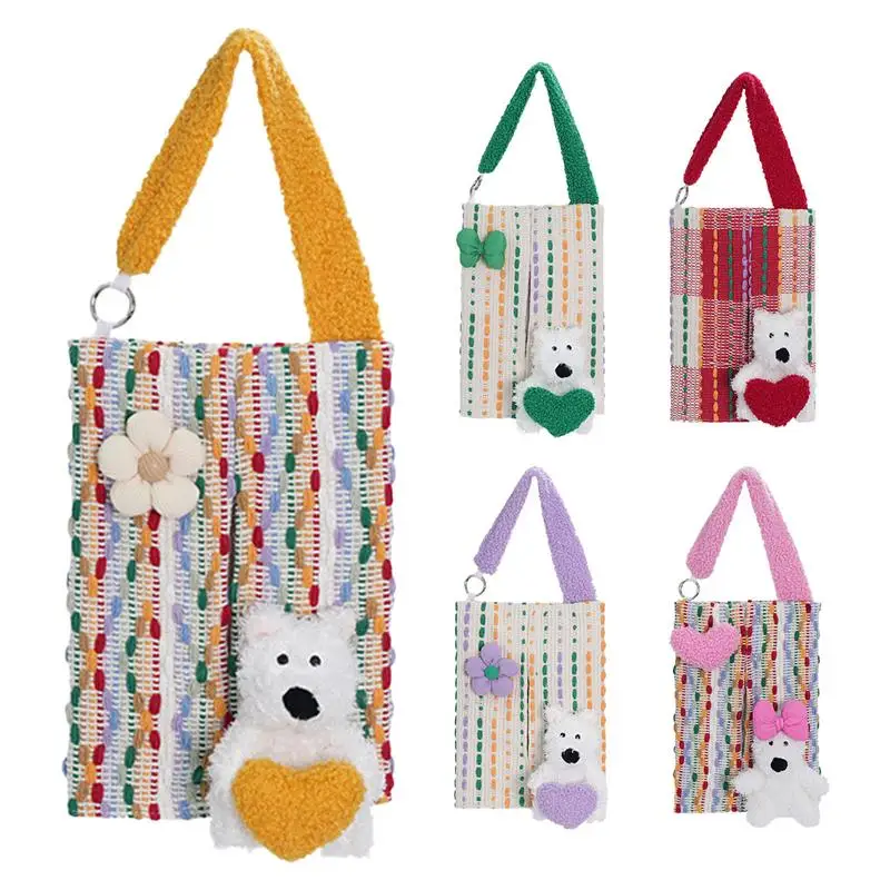 

Car Tissue Holder with Heart Shape Cute Bear Seat Back Storage Bag Multifunctional Car Travel Tissue Organizer For vehicles