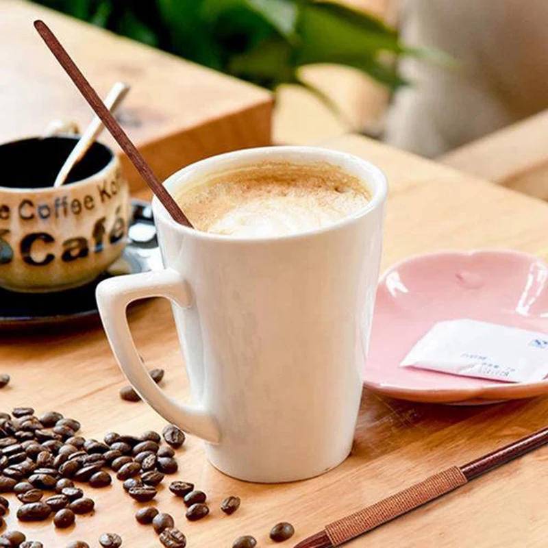 6 Pcs Wooden Coffee Spoon Long Handle Wooden Mixing Spoon Teaspoon Manual Mixing for Kitchen