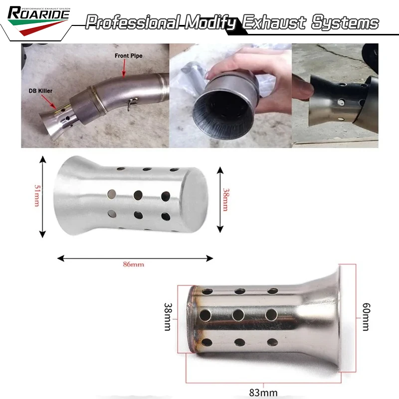 51mm/60mm Removable DB Killer Universal Motorcycle Muffler DB Killer Exhaust Pipe Adjustable Baffle Slip On