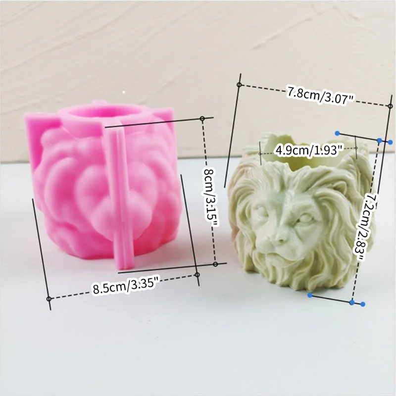 MXME Geometric Lion-Head Gypsum Silicone Molds for Making Succulent Plant Flower Pot